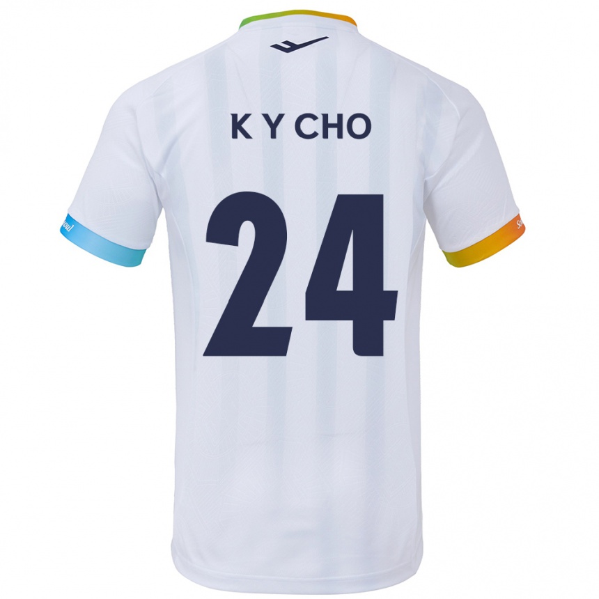 キッズフットボールYoung-Kwang Cho#24白青アウェイシャツ2024/25ジャージーユニフォーム