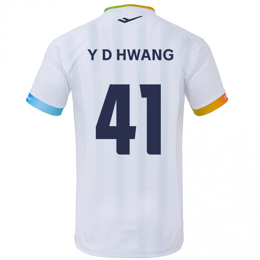 キッズフットボールDo-Yoon Hwang#41白青アウェイシャツ2024/25ジャージーユニフォーム