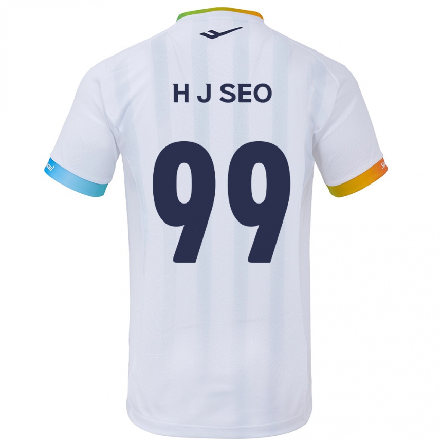 キッズフットボールJu-Hwan Seo#99白青アウェイシャツ2024/25ジャージーユニフォーム