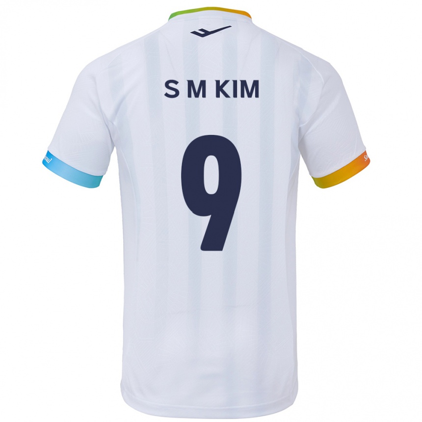 キッズフットボールMin-Sung Kim#9白青アウェイシャツ2024/25ジャージーユニフォーム