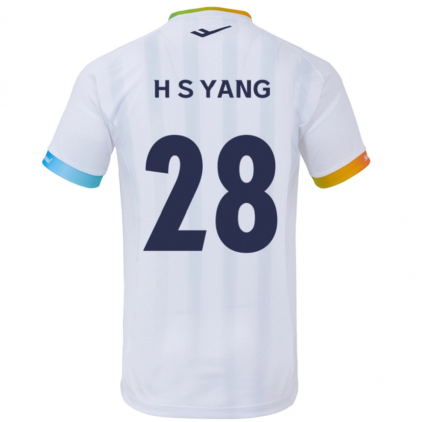 キッズフットボールSeung-Hyeon Yang#28白青アウェイシャツ2024/25ジャージーユニフォーム