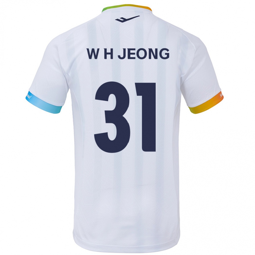 キッズフットボールHyun-Woong Jeong#31白青アウェイシャツ2024/25ジャージーユニフォーム