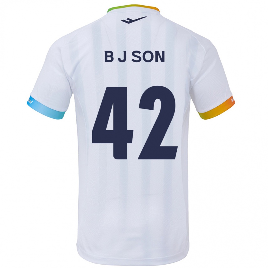 キッズフットボールJeong-Beom Son#42白青アウェイシャツ2024/25ジャージーユニフォーム