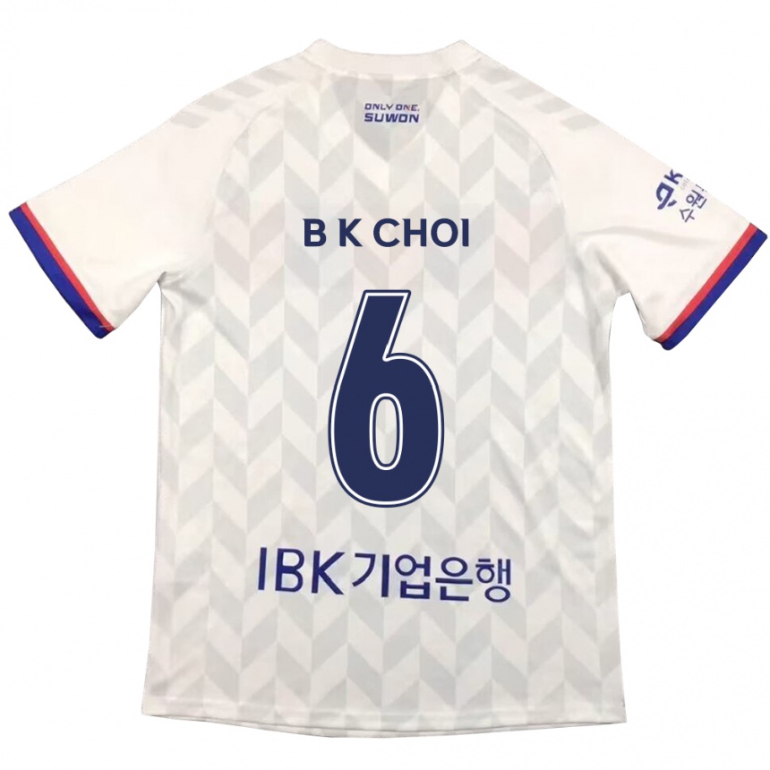 キッズフットボールKyu-Baek Choi#6白青アウェイシャツ2024/25ジャージーユニフォーム