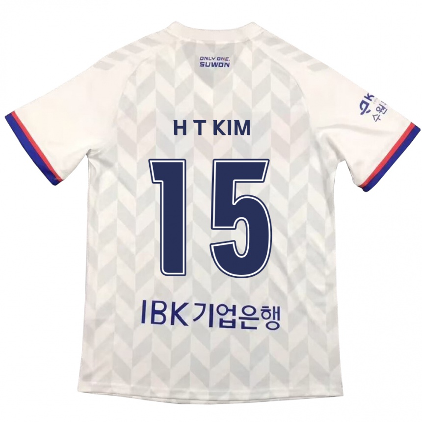 キッズフットボールTae-Han Kim#15白青アウェイシャツ2024/25ジャージーユニフォーム