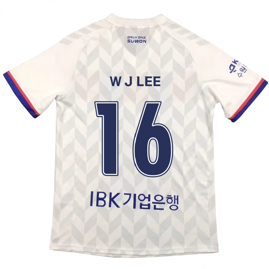 キッズフットボールJae-Won Lee#16白青アウェイシャツ2024/25ジャージーユニフォーム