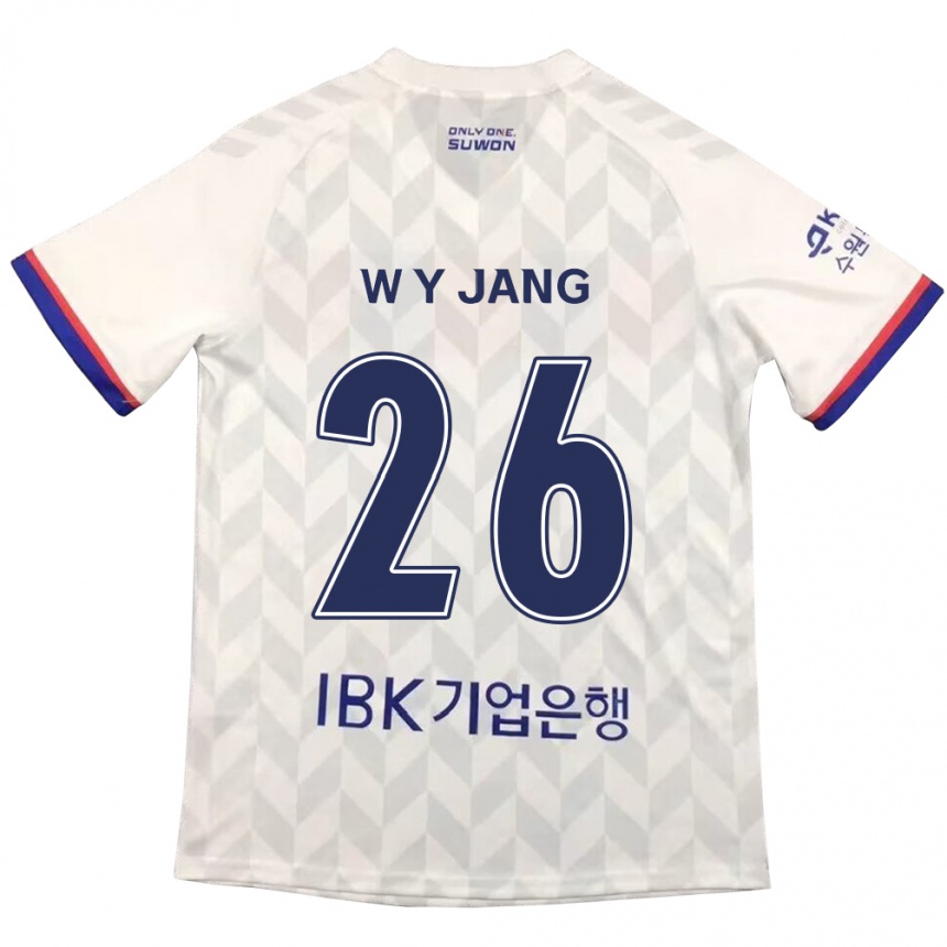 キッズフットボールYoung-Woo Jang#26白青アウェイシャツ2024/25ジャージーユニフォーム