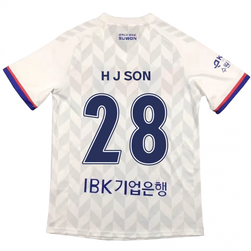 キッズフットボールJun-Ho Son#28白青アウェイシャツ2024/25ジャージーユニフォーム