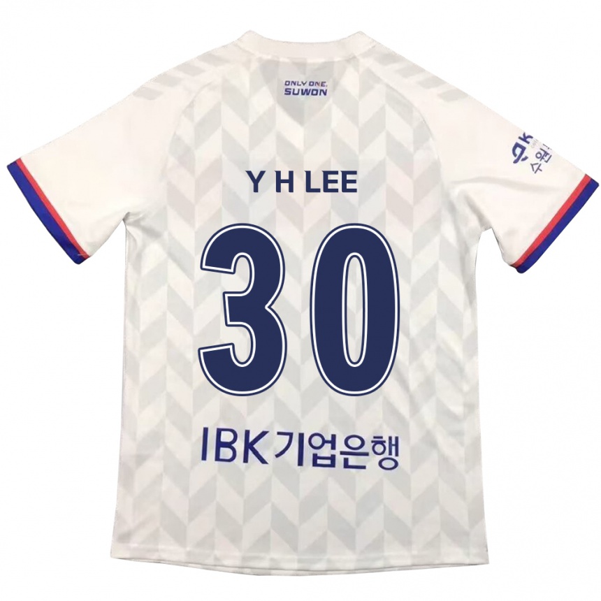 キッズフットボールHyeon-Yong Lee#30白青アウェイシャツ2024/25ジャージーユニフォーム