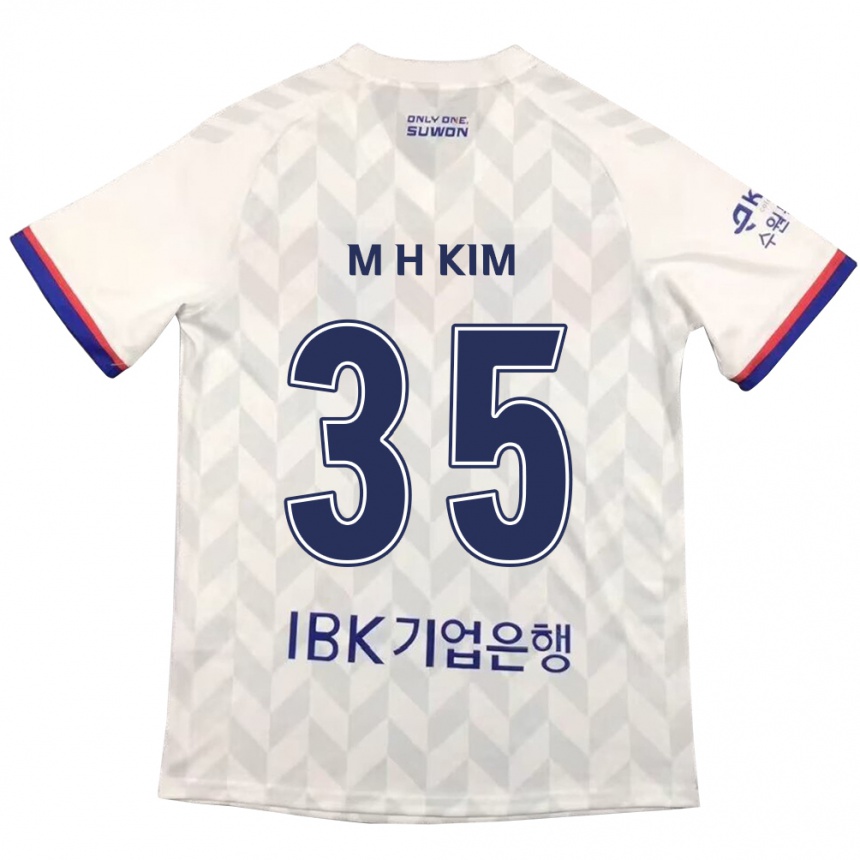 キッズフットボールHyeon-Min Kim#35白青アウェイシャツ2024/25ジャージーユニフォーム