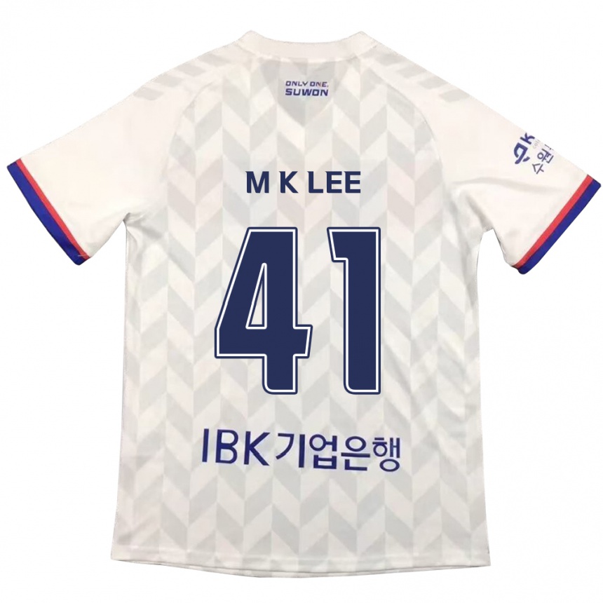 キッズフットボールKyung-Min Lee#41白青アウェイシャツ2024/25ジャージーユニフォーム