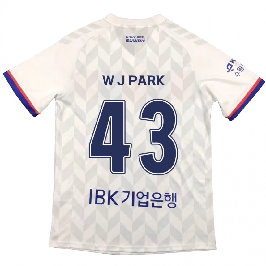 キッズフットボールJin-Woo Park#43白青アウェイシャツ2024/25ジャージーユニフォーム