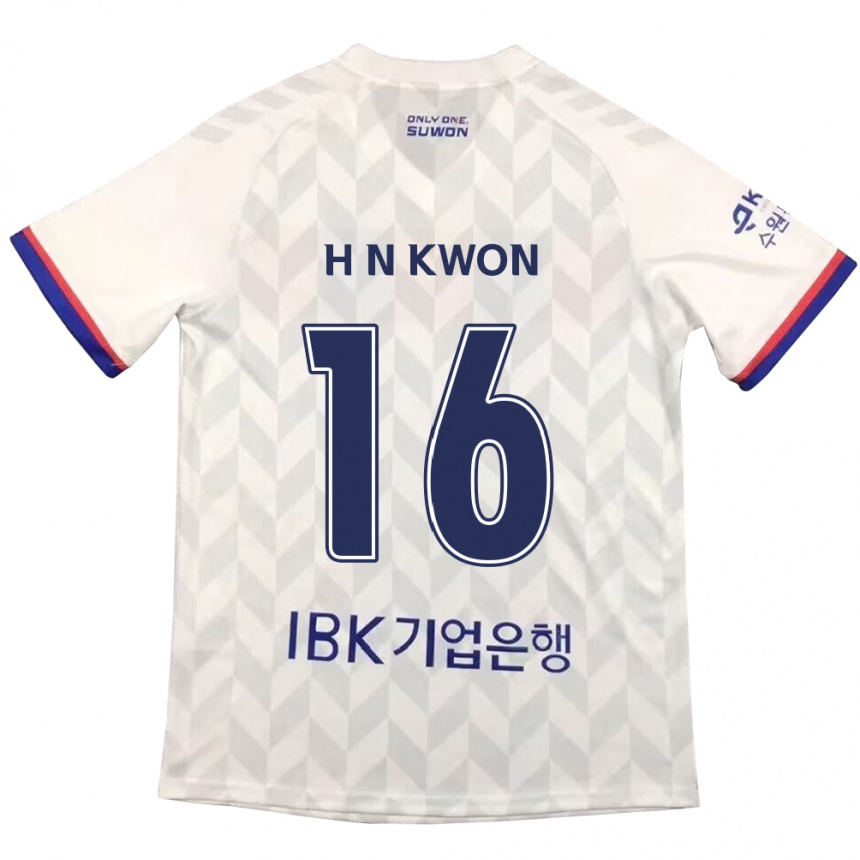 キッズフットボールNam-Hoon Kwon#16白青アウェイシャツ2024/25ジャージーユニフォーム