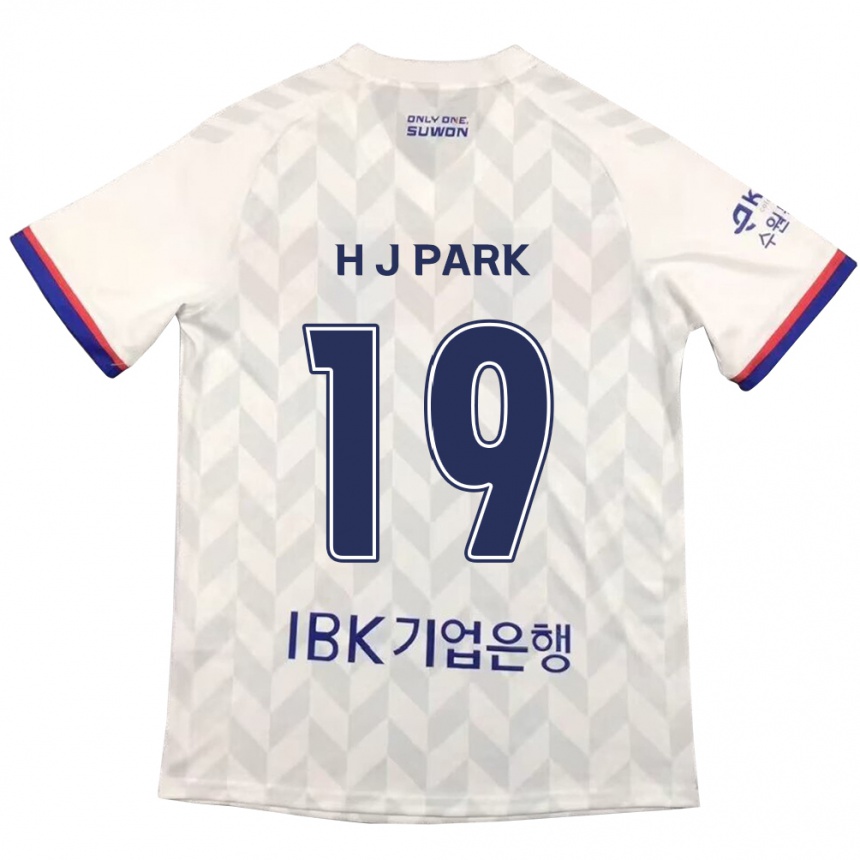 キッズフットボールJun-Hui Park#19白青アウェイシャツ2024/25ジャージーユニフォーム