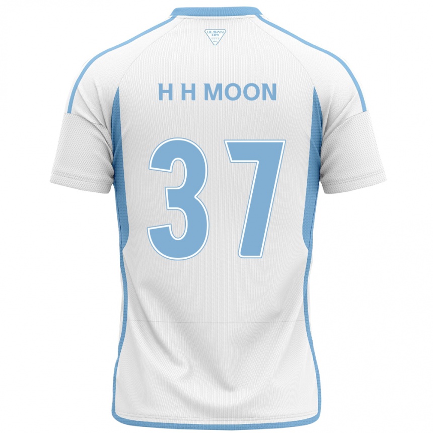 キッズフットボールHyeon-Ho Moon#37白青アウェイシャツ2024/25ジャージーユニフォーム