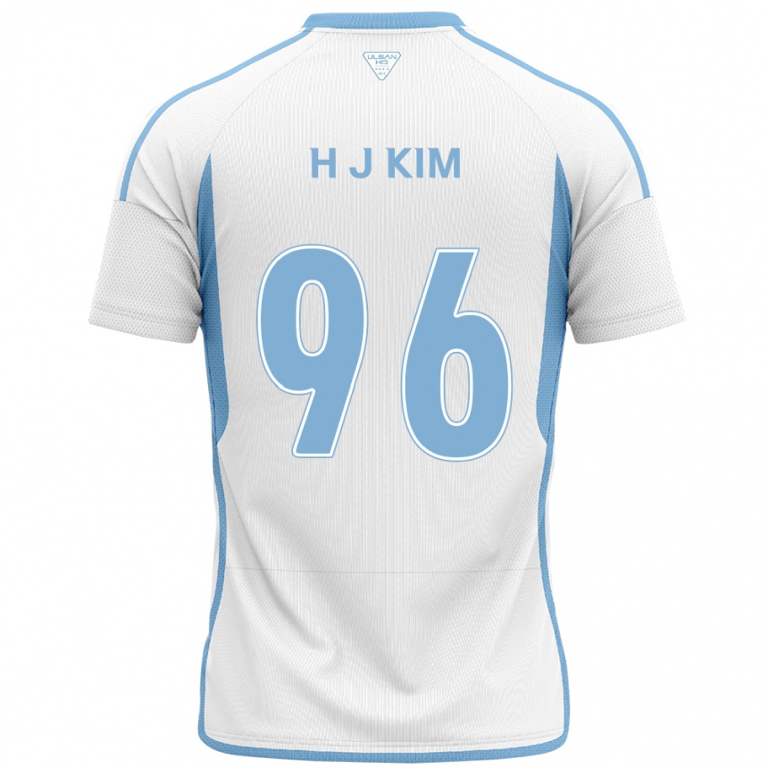 キッズフットボールJi-Hyun Kim#96白青アウェイシャツ2024/25ジャージーユニフォーム