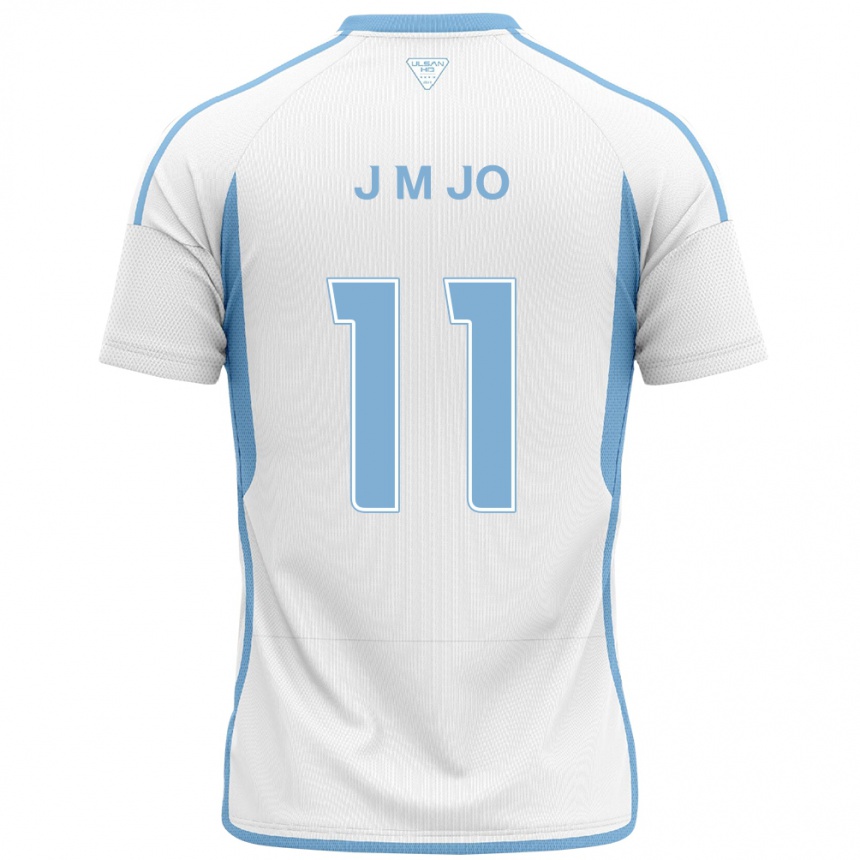 キッズフットボールMin-Jae Jo#11白青アウェイシャツ2024/25ジャージーユニフォーム