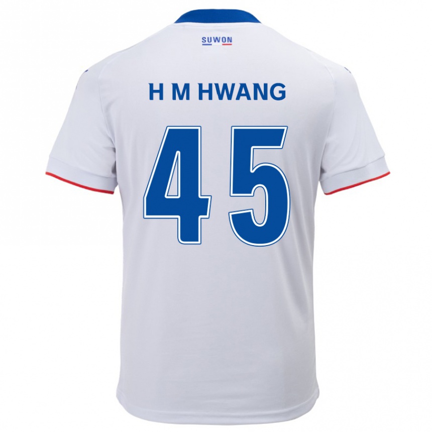 キッズフットボールMyung-Hyun Hwang#45白青アウェイシャツ2024/25ジャージーユニフォーム