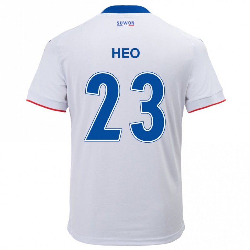 キッズフットボールHwan Heo#23白青アウェイシャツ2024/25ジャージーユニフォーム