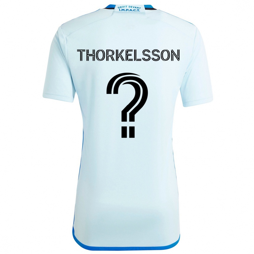 キッズフットボールRóbert Orri Thorkelsson#0アイスブルーアウェイシャツ2024/25ジャージーユニフォーム