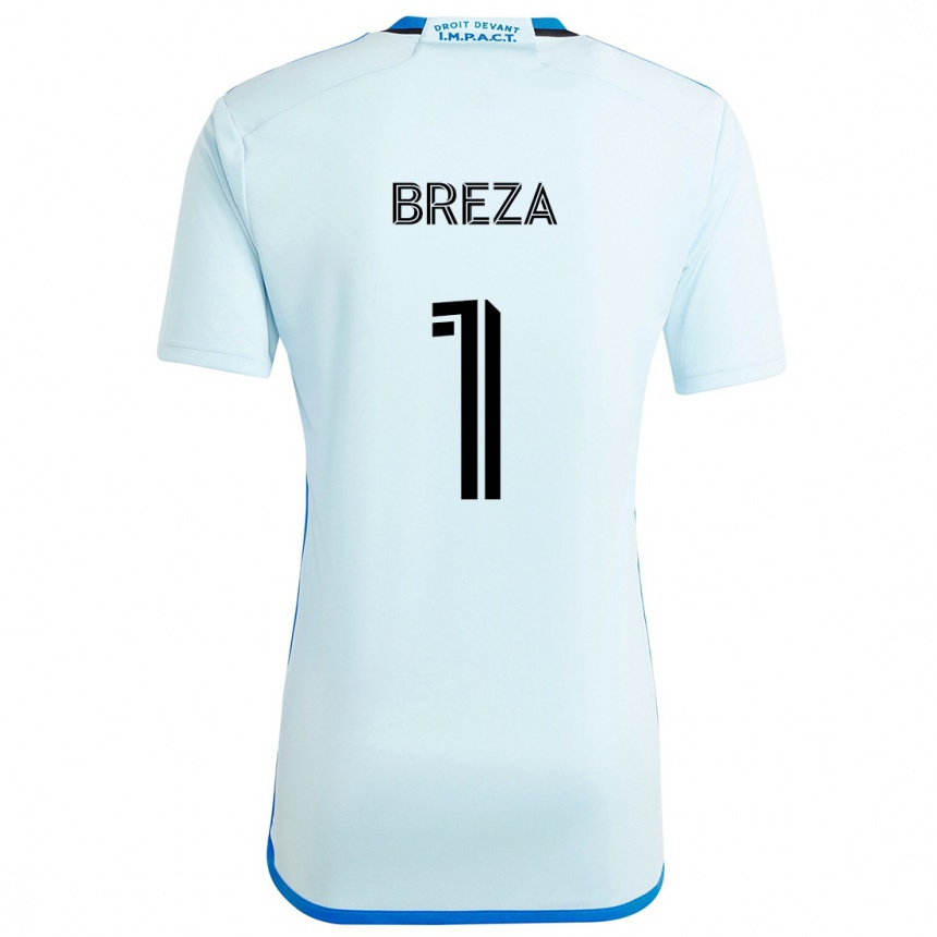 キッズフットボールSebastian Breza#1アイスブルーアウェイシャツ2024/25ジャージーユニフォーム