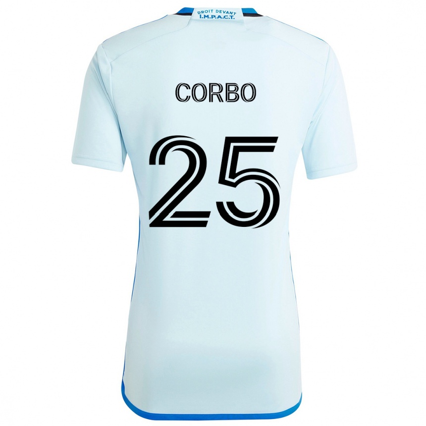 キッズフットボールGabriele Corbo#25アイスブルーアウェイシャツ2024/25ジャージーユニフォーム