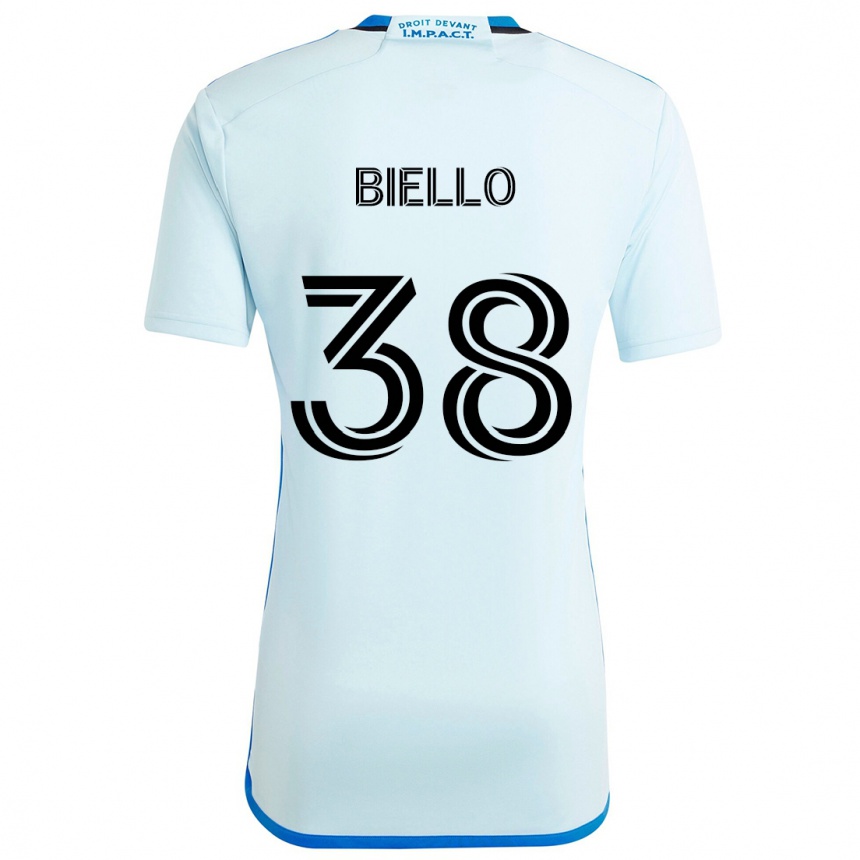 キッズフットボールAlessandro Biello#38アイスブルーアウェイシャツ2024/25ジャージーユニフォーム