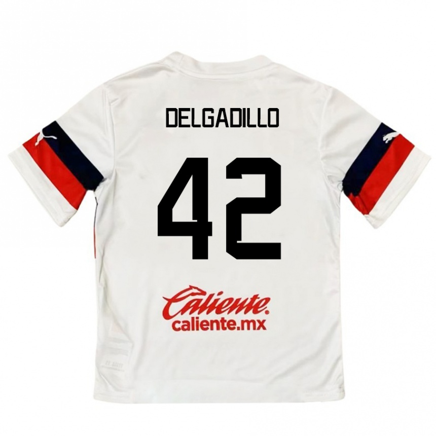 キッズフットボールDiego Delgadillo#42赤、白アウェイシャツ2024/25ジャージーユニフォーム