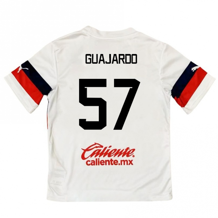 キッズフットボールDylan Guajardo#57赤、白アウェイシャツ2024/25ジャージーユニフォーム