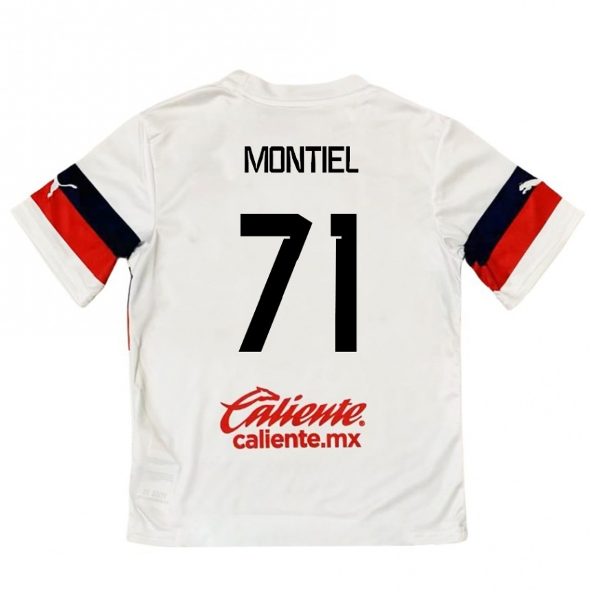 キッズフットボールErick Montiel#71赤、白アウェイシャツ2024/25ジャージーユニフォーム