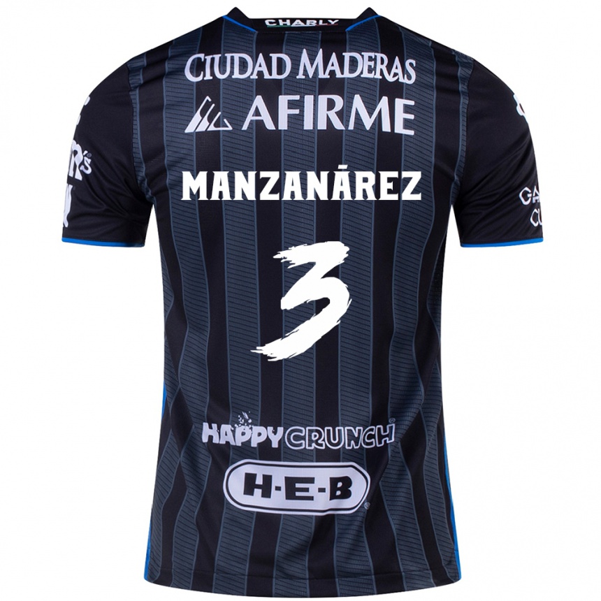 キッズフットボールÓscar Manzanárez#3白黒アウェイシャツ2024/25ジャージーユニフォーム