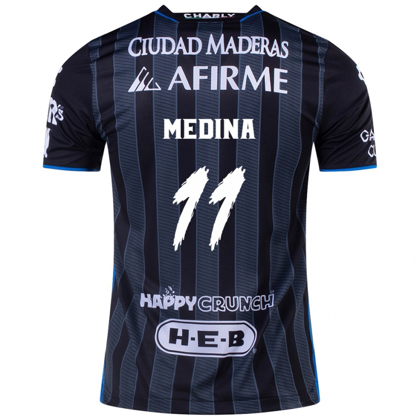 キッズフットボールAlan Medina#11白黒アウェイシャツ2024/25ジャージーユニフォーム