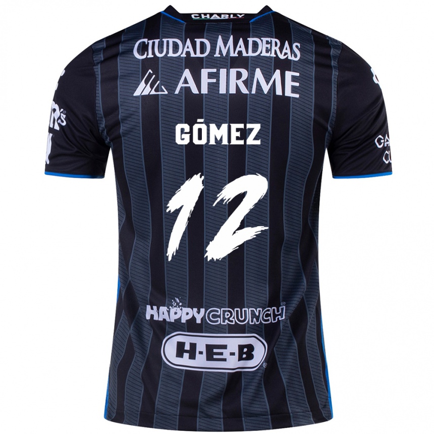 キッズフットボールJaime Gómez#12白黒アウェイシャツ2024/25ジャージーユニフォーム