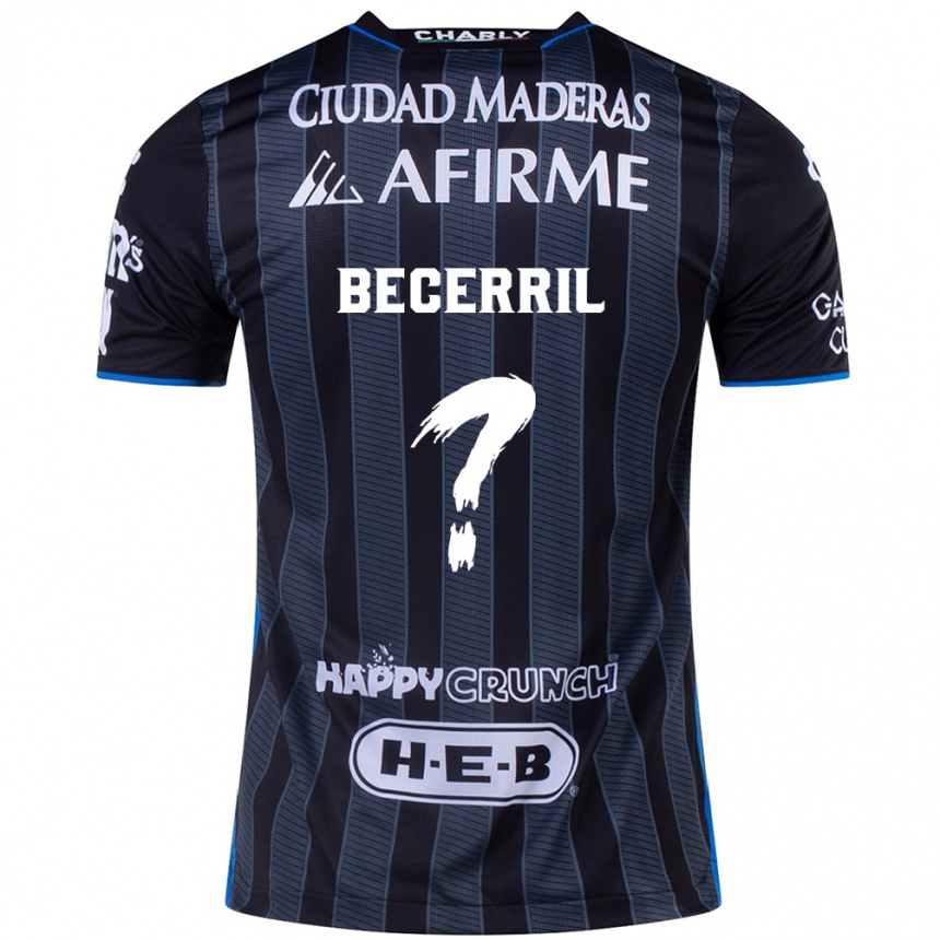 キッズフットボールAbner Becerril#0白黒アウェイシャツ2024/25ジャージーユニフォーム