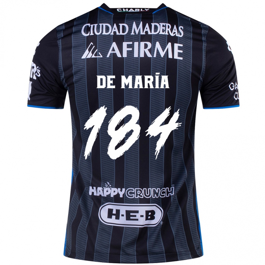 キッズフットボールAntonio De María Y Campos#184白黒アウェイシャツ2024/25ジャージーユニフォーム