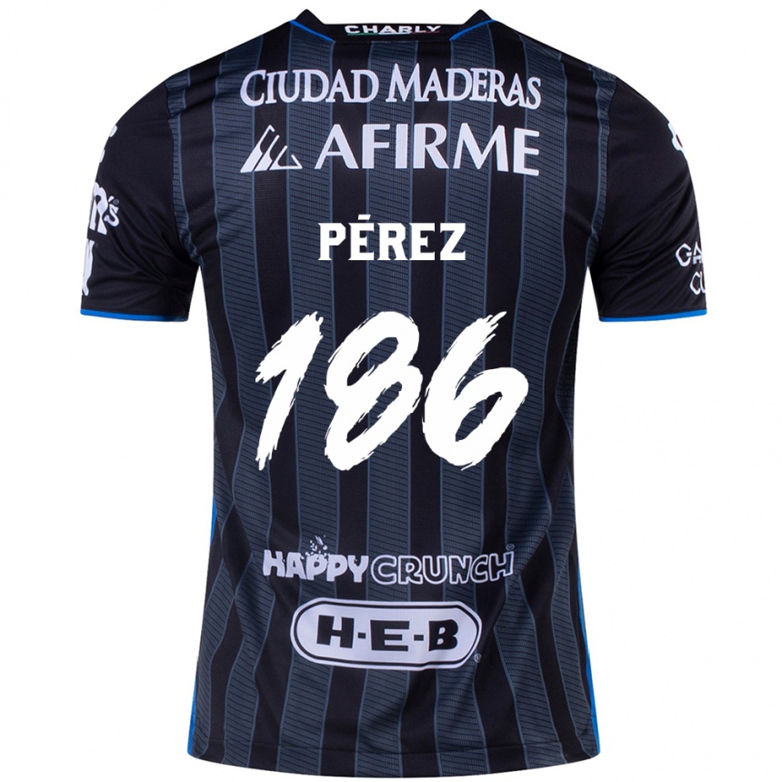 キッズフットボールJosé Pérez#186白黒アウェイシャツ2024/25ジャージーユニフォーム