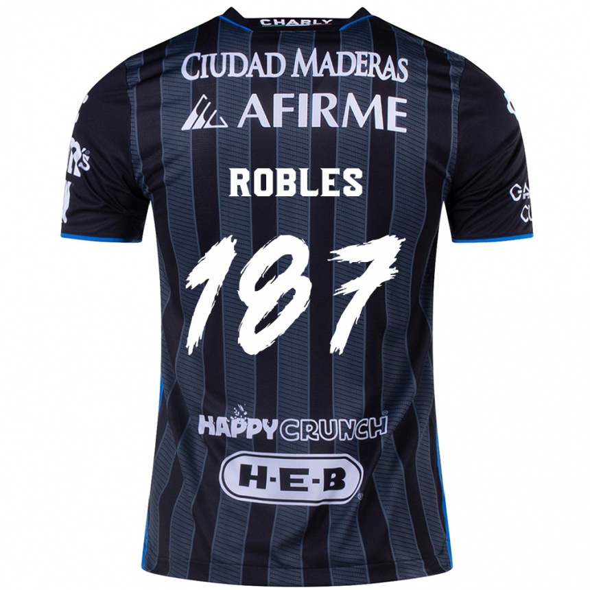 キッズフットボールJuan Robles#187白黒アウェイシャツ2024/25ジャージーユニフォーム