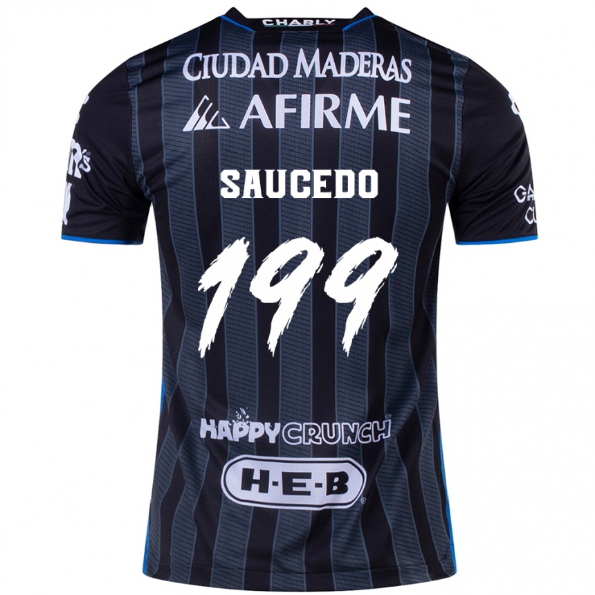 キッズフットボールChristian Saucedo#199白黒アウェイシャツ2024/25ジャージーユニフォーム