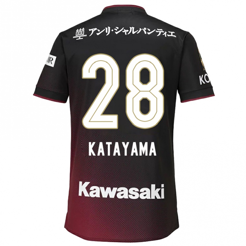 メンズフットボールKota Katayama#28ブラックレッドホームシャツ2024/25ジャージーユニフォーム