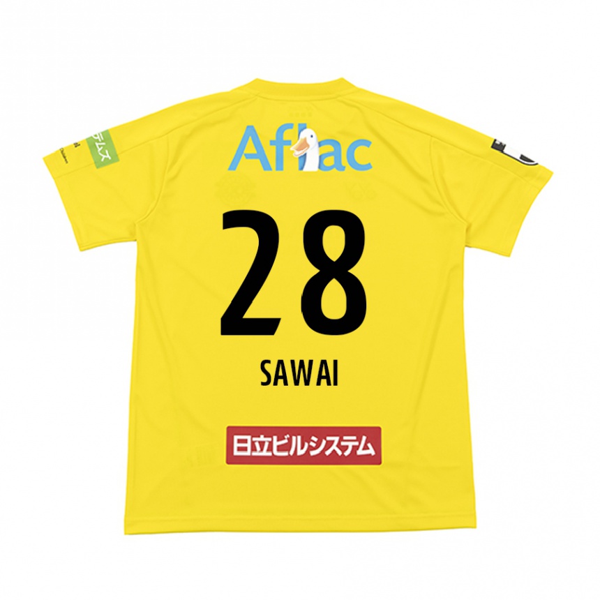 メンズフットボールRetsu Sawai#28イエロー ブラックホームシャツ2024/25ジャージーユニフォーム