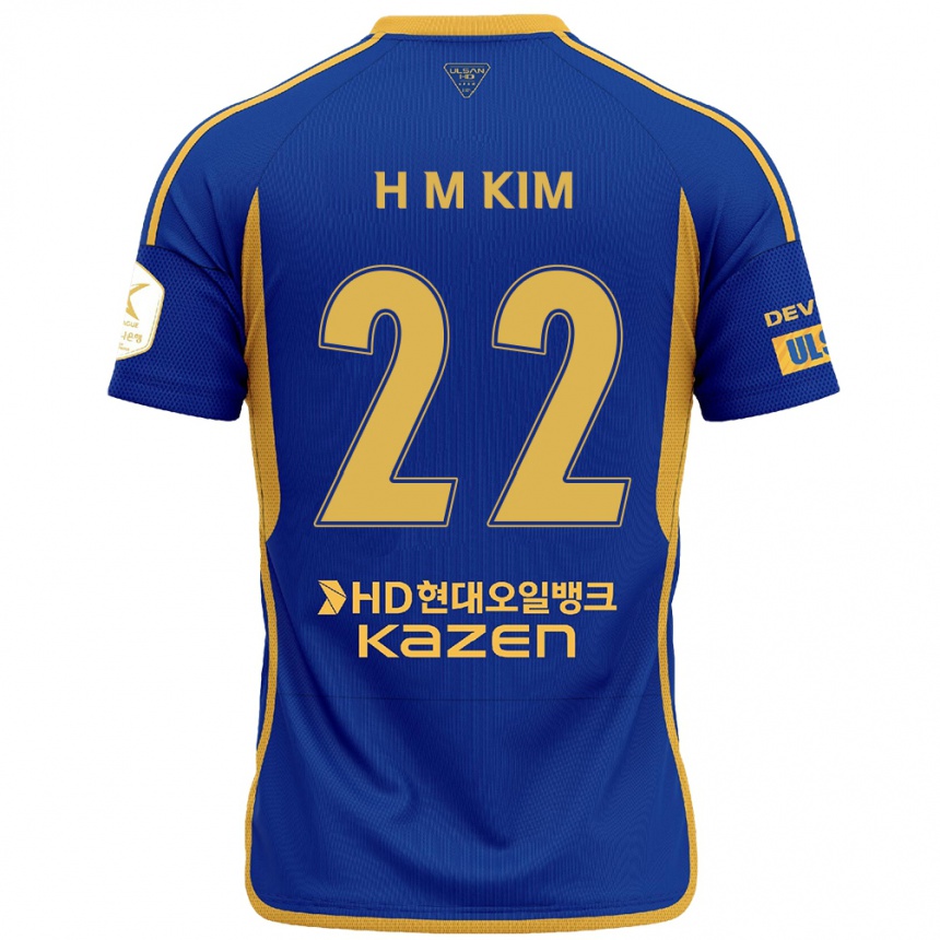 メンズフットボールMin-Hyuk Kim#22青 黄ホームシャツ2024/25ジャージーユニフォーム