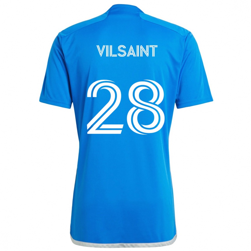 メンズフットボールJules-Anthony Vilsaint#28ブルーホワイトホームシャツ2024/25ジャージーユニフォーム