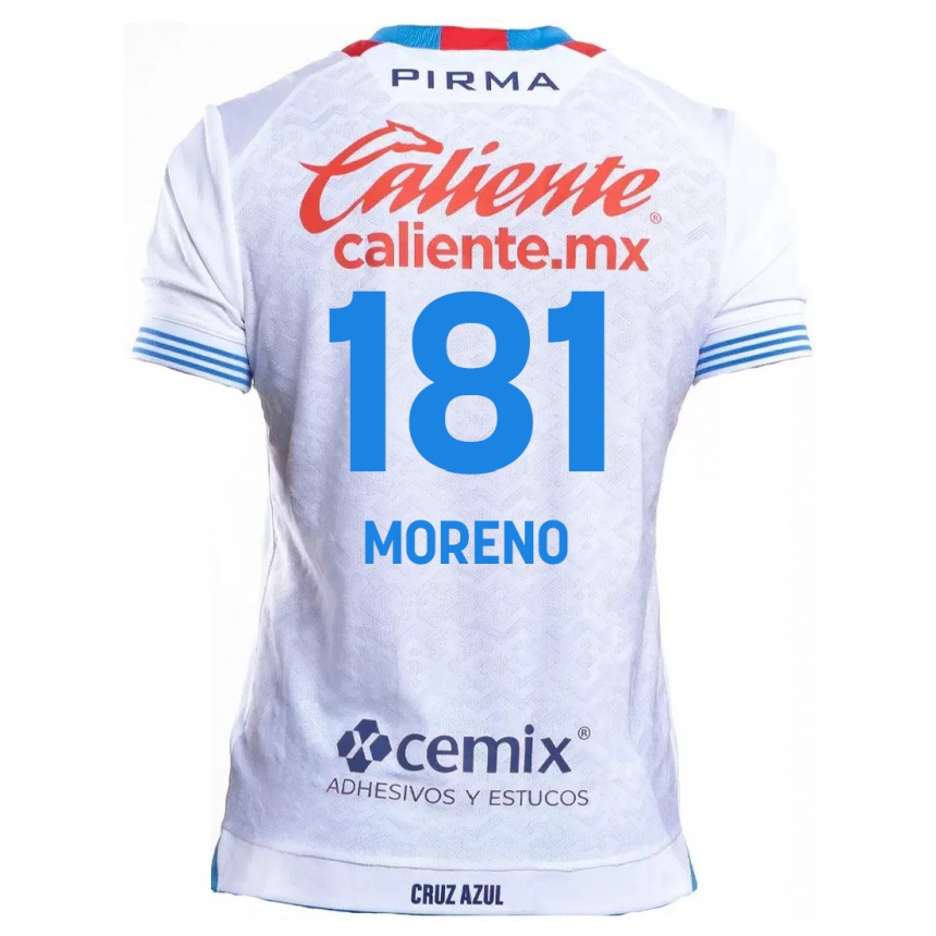 メンズフットボールRoberto Moreno#181白青アウェイシャツ2024/25ジャージーユニフォーム