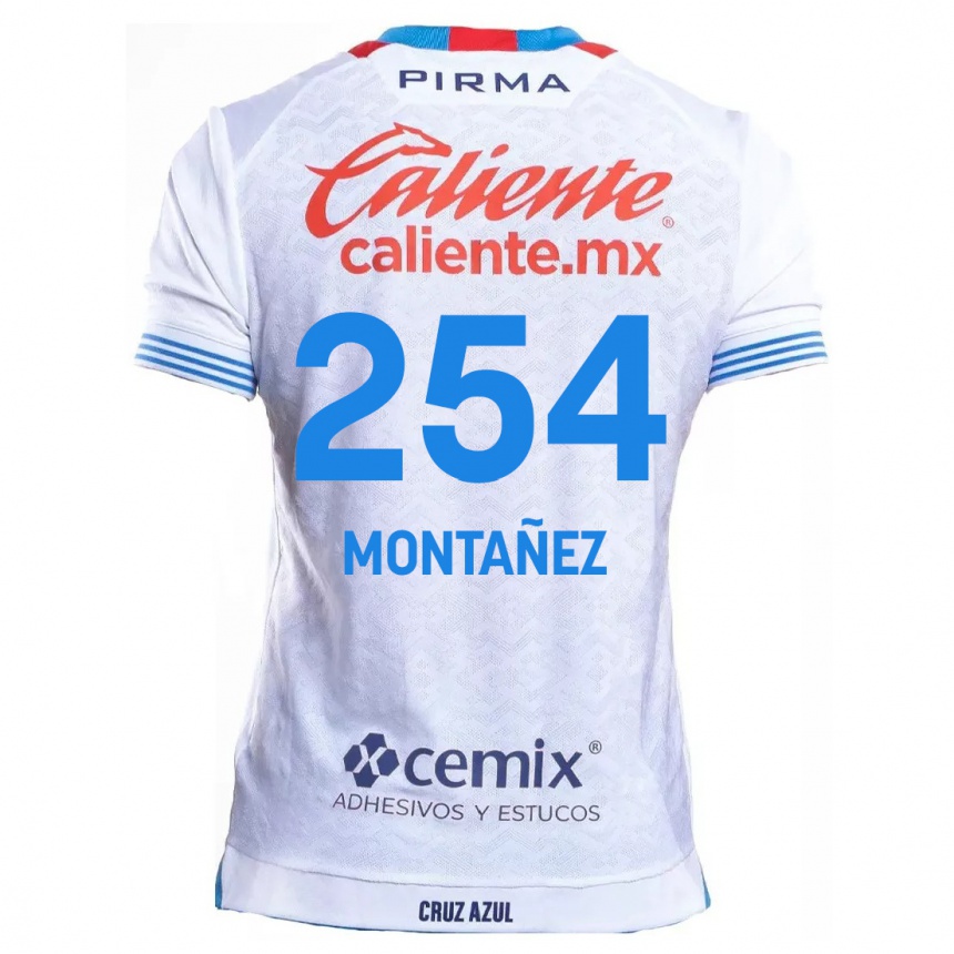 メンズフットボールHumberto Montañez#254白青アウェイシャツ2024/25ジャージーユニフォーム