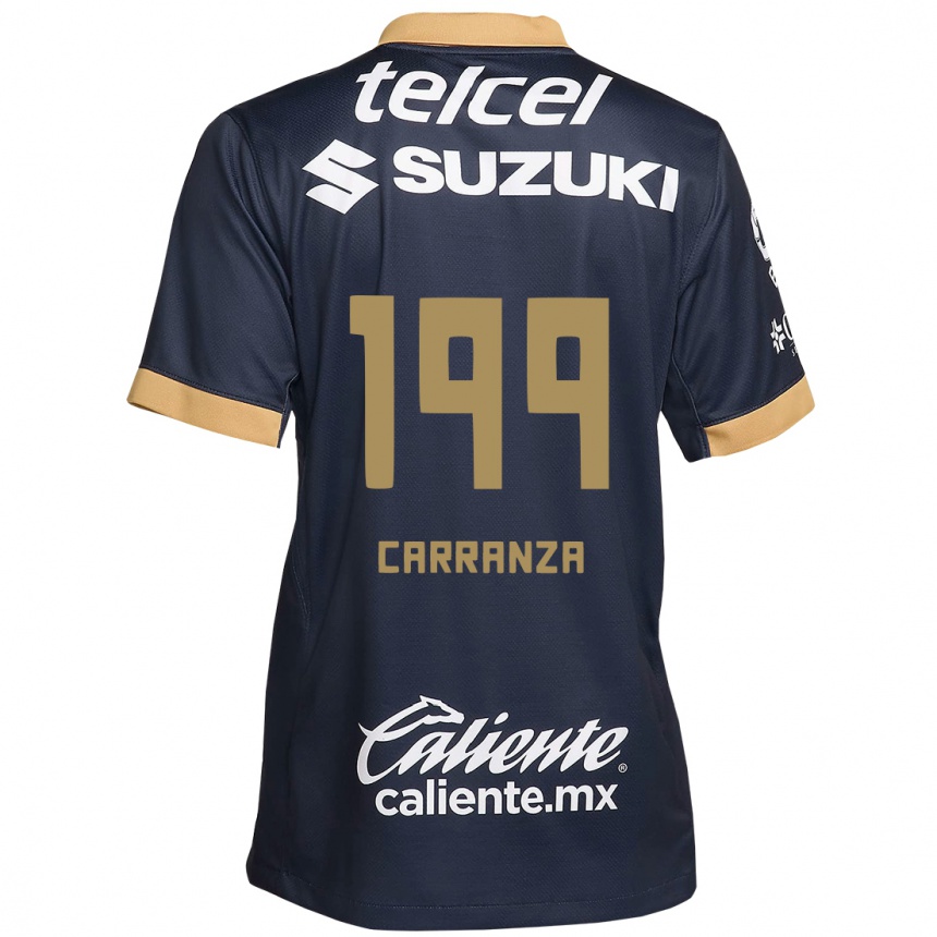 メンズフットボールKléber Carranza#199オブシディアンゴールドホワイトアウェイシャツ2024/25ジャージーユニフォーム