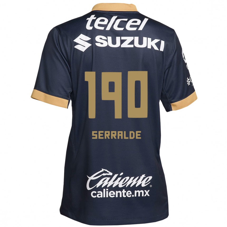 メンズフットボールGerardo Serralde#190オブシディアンゴールドホワイトアウェイシャツ2024/25ジャージーユニフォーム