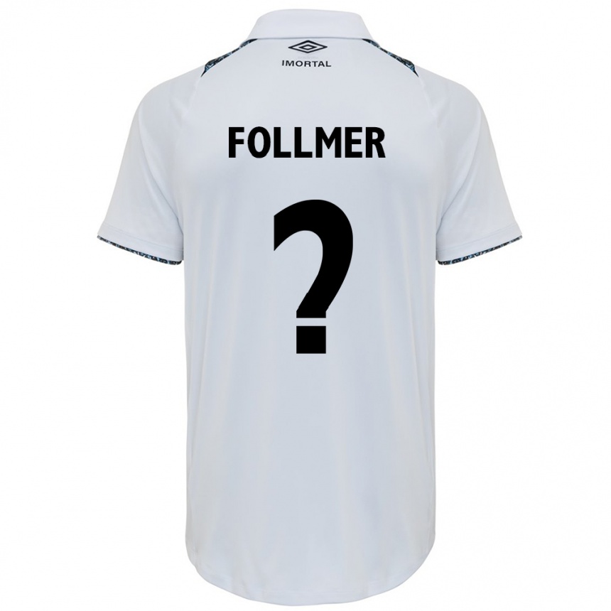 メンズフットボールLuan Follmer#0白青アウェイシャツ2024/25ジャージーユニフォーム