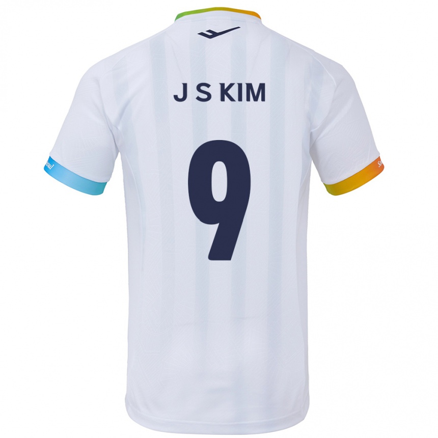 メンズフットボールShin-Jin Kim#9白青アウェイシャツ2024/25ジャージーユニフォーム