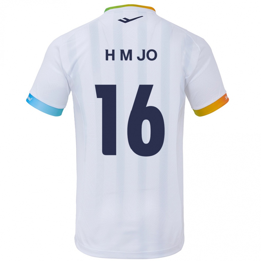 メンズフットボールMin-Hyeop Jo#16白青アウェイシャツ2024/25ジャージーユニフォーム