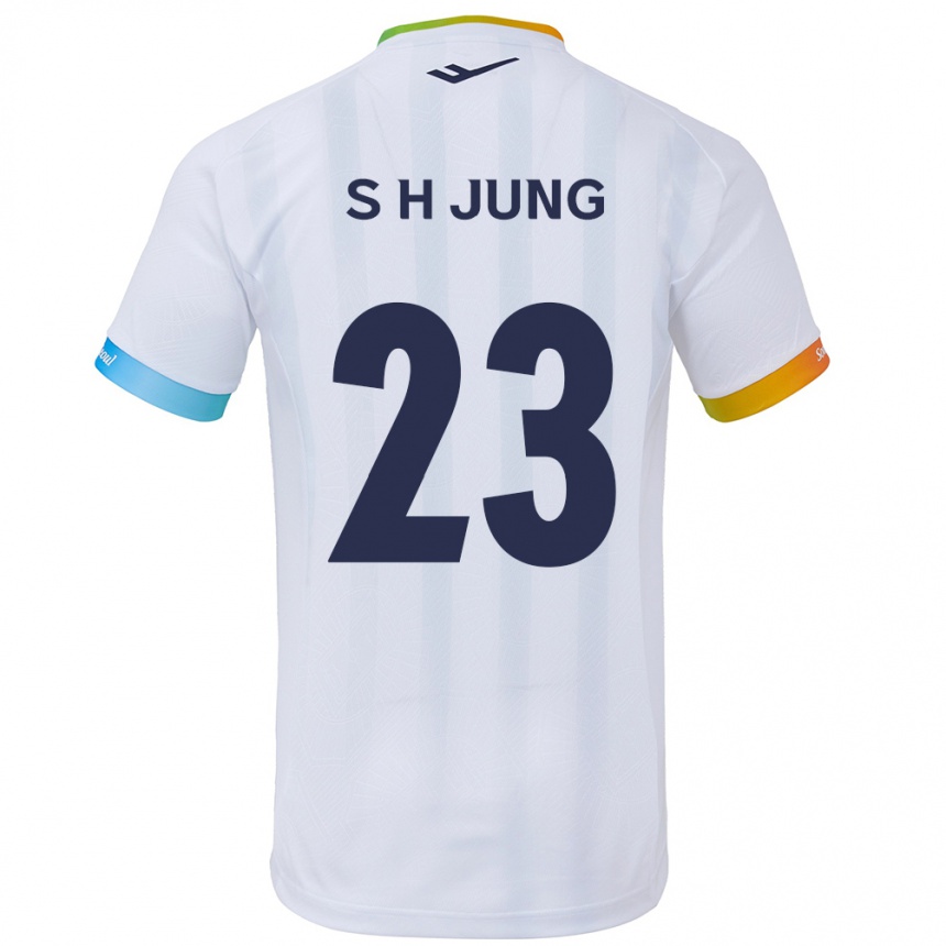 メンズフットボールHyeon-Soo Jung#23白青アウェイシャツ2024/25ジャージーユニフォーム